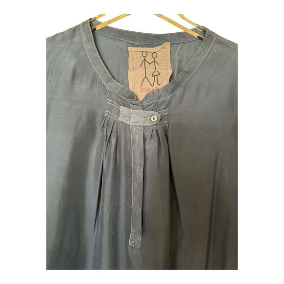Pete & Greta JW Blue Silk Tunic Button Placket Sz M - Picture 2 of 6